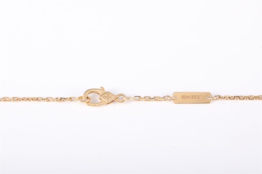 VAN CLEEF&ARPELS(梵克雅寶) Lucky Alhambra 蝴蝶項鏈 18K黃金/虎眼石 項鏈 黃金-4