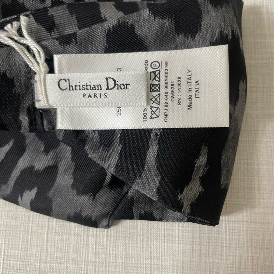 DIOR 灰黑豹紋 髮帶 頭飾 復古髮帶 Silk-11