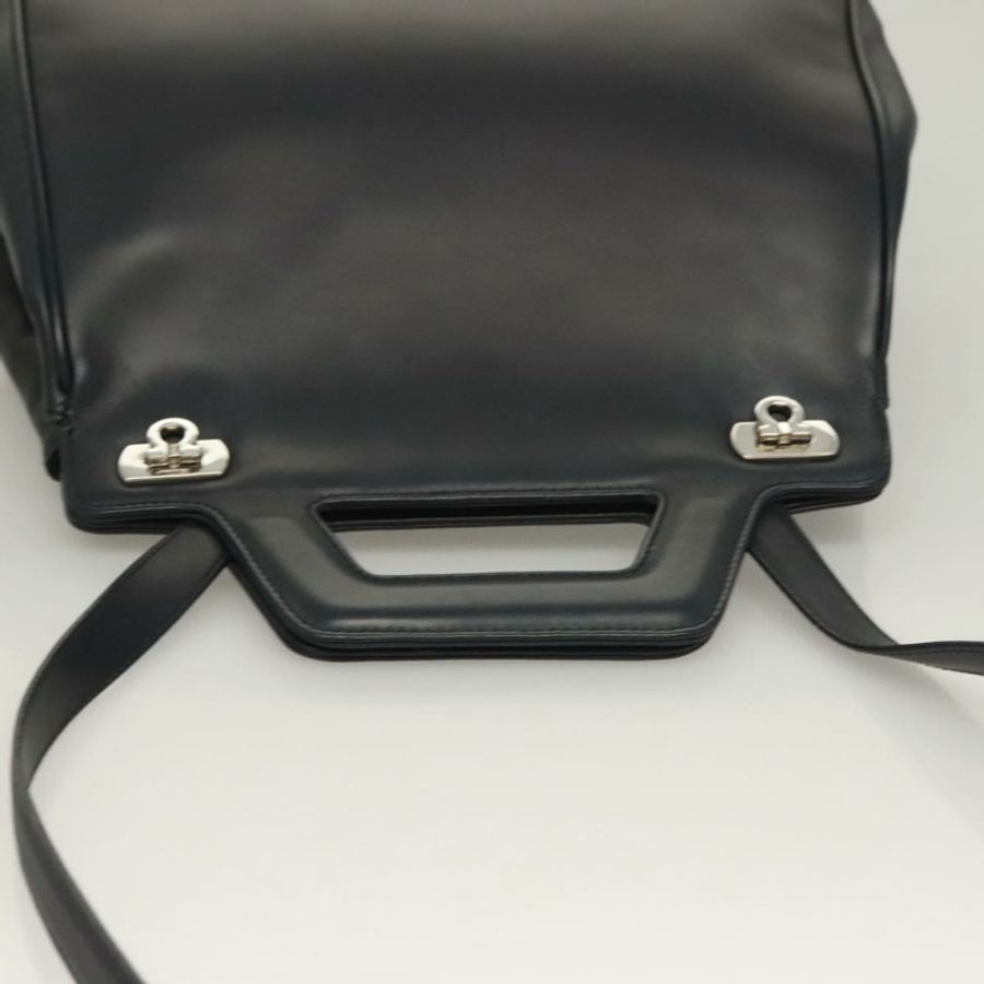 【日本直送】Salvatore Ferragamo Gancini 手提包 皮革 兩用 黑色 銀色 正品 131183-5