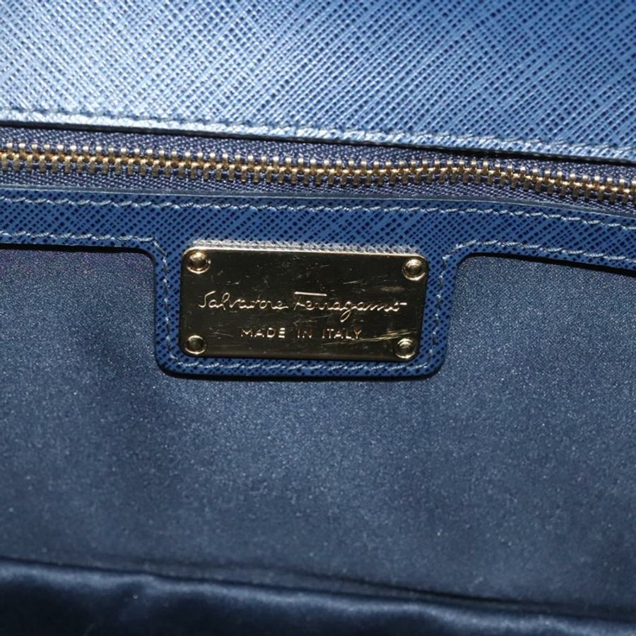 【日本直送】Salvatore Ferragamo Vala 鏈條單肩包 皮革 海軍藍 金色 正品 130907-17