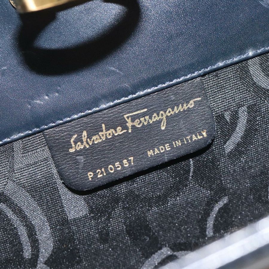 【日本直送】Salvatore Ferragamo Gancini 鏈條肩背包,黑色皮革,金色,正品,貨號 131607-11