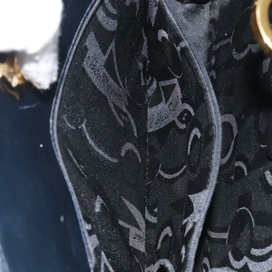 【日本直送】Salvatore Ferragamo Gancini 鏈條肩背包,黑色皮革,金色,正品,貨號 131607-18