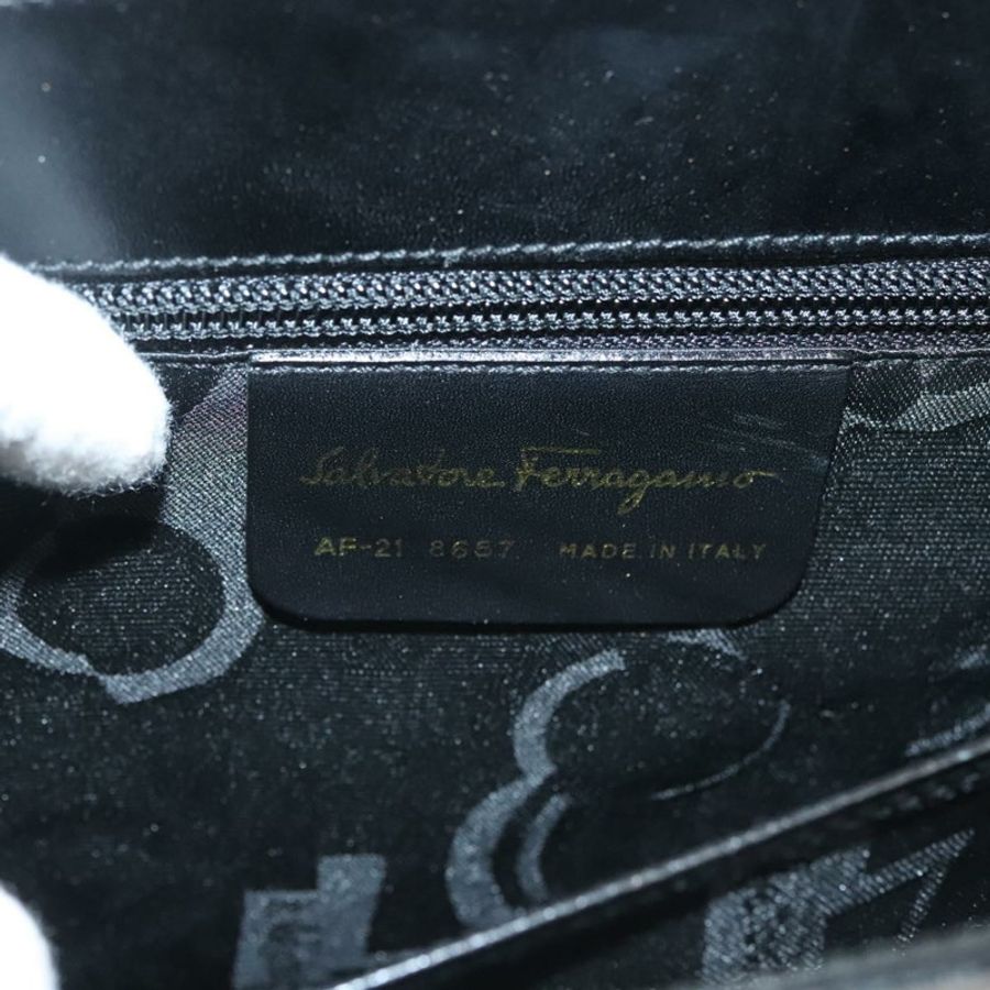 【日本直送】Salvatore Ferragamo Gancini 手提包 皮革 黑色 金色 正品 132079-11