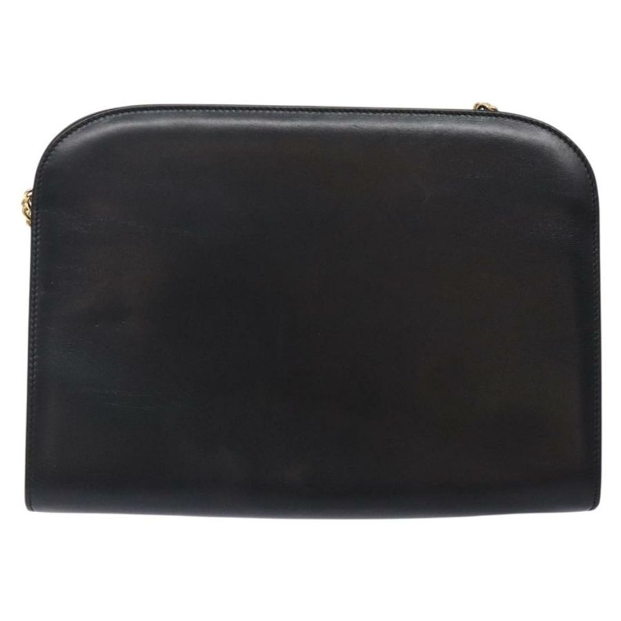 【日本直送】Salvatore Ferragamo Gancini 鏈條單肩包 皮革 黑色 金色 正品 yk18587-1