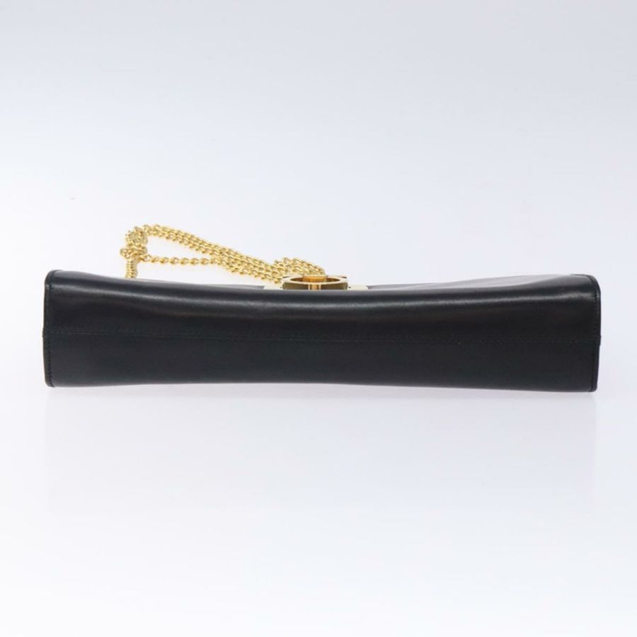 【日本直送】Salvatore Ferragamo Gancini 鏈條單肩包 皮革 黑色 金色 正品 yk18587-4