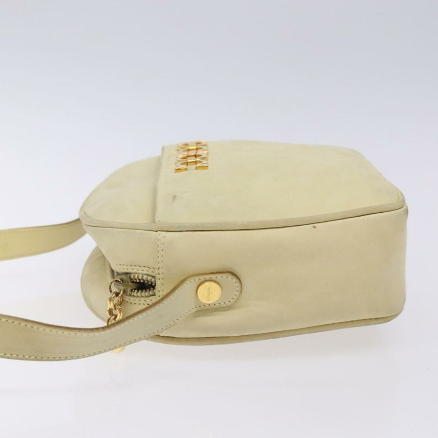 【日本直送】Salvatore Ferragamo Gancini 麂皮米色金色單肩包 正品 bs27824-3
