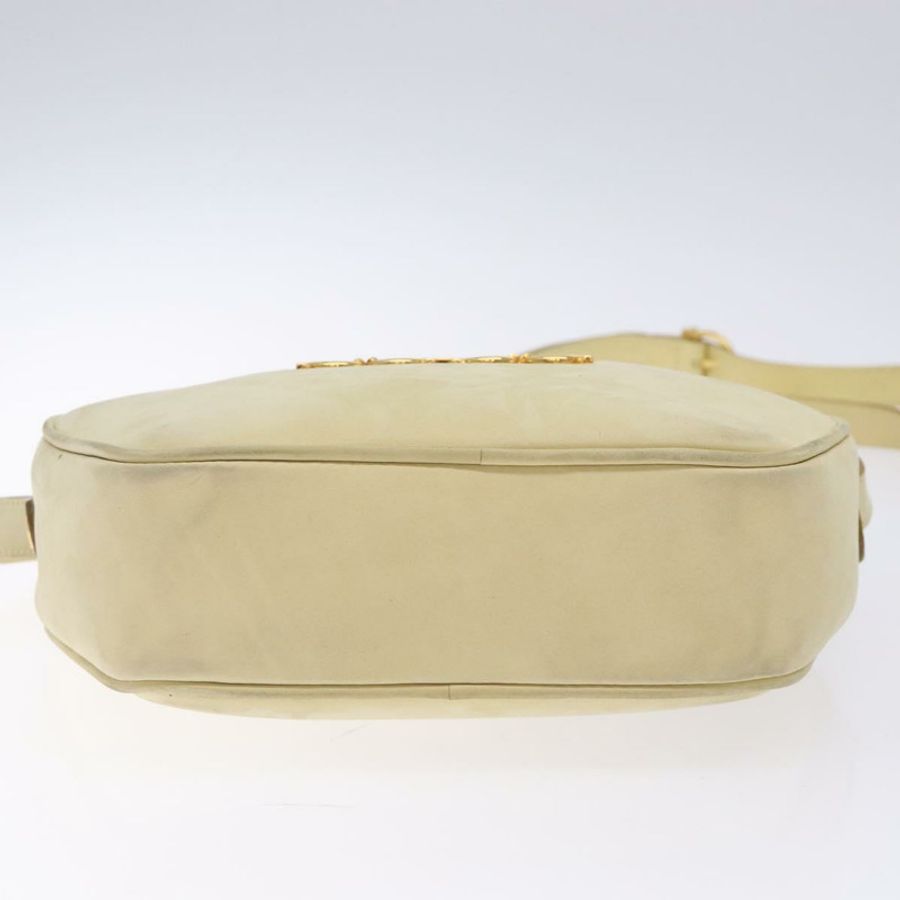 【日本直送】Salvatore Ferragamo Gancini 麂皮米色金色單肩包 正品 bs27824-4