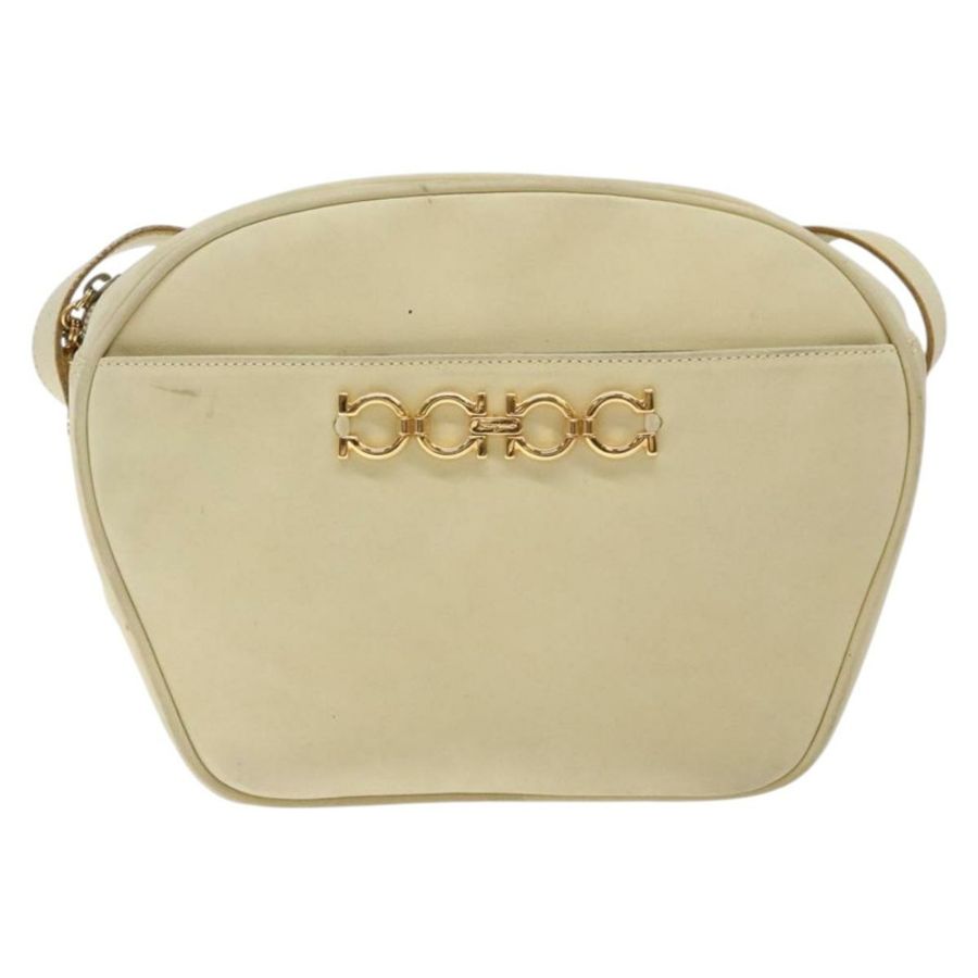 【日本直送】Salvatore Ferragamo Gancini 麂皮米色金色單肩包 正品 bs27824-12