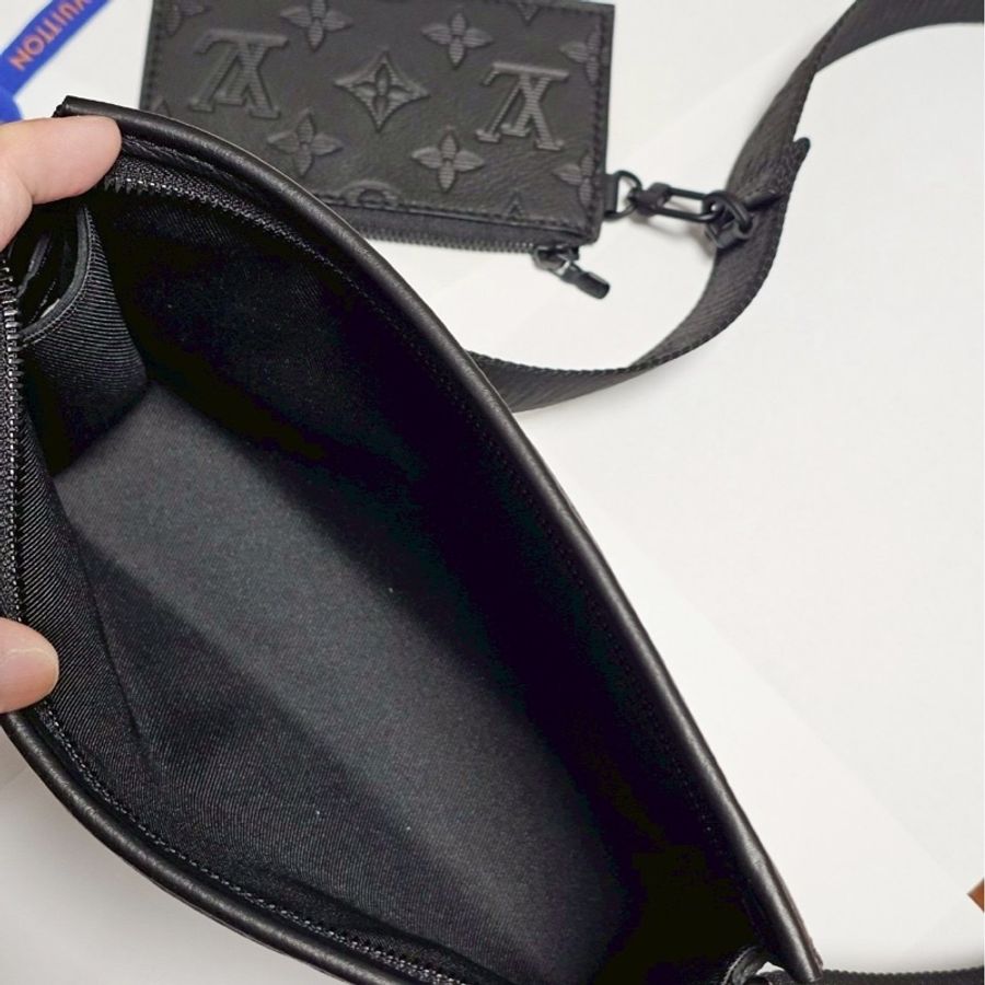 Louis Vuitton Gaston 牛皮壓紋二合一斜背包(黑)-11