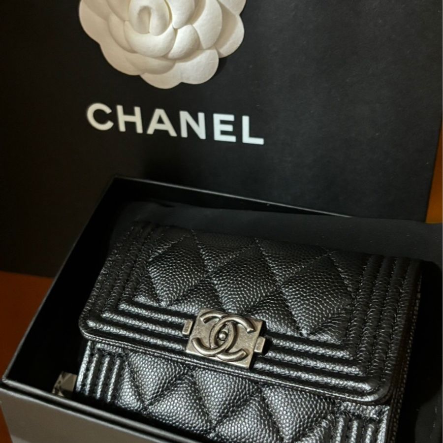 情人節💘Boy Chanel 經典黑銀色卡包-0