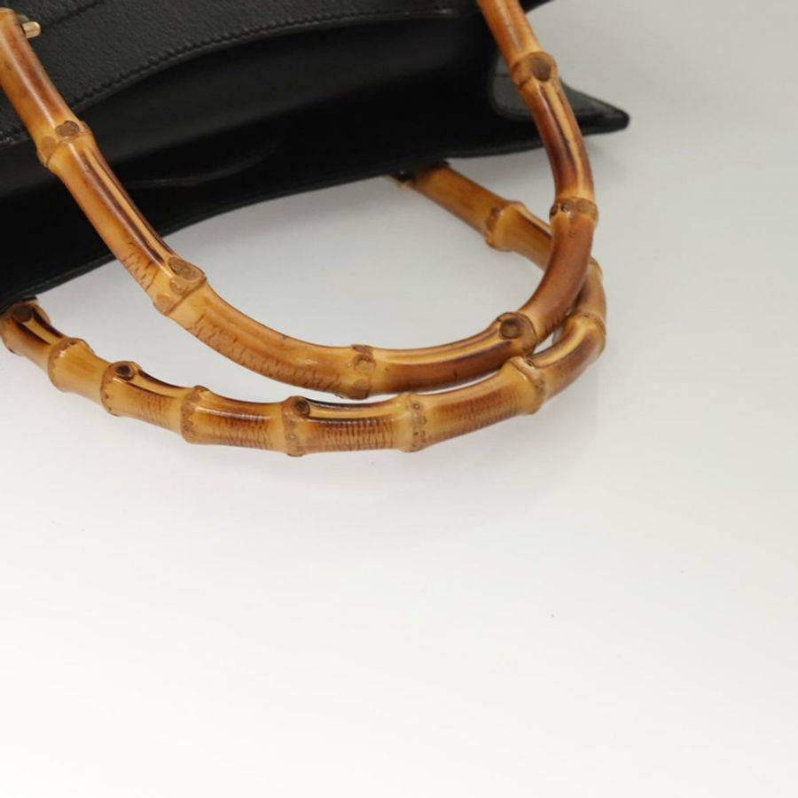 【日本直送】GUCCI 竹節手提包 皮革 黑色 金色 002 0260 正品 ep9314-6