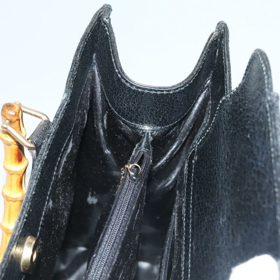 【日本直送】GUCCI 竹節手提包 皮革 黑色 金色 002 0260 正品 ep9314-18