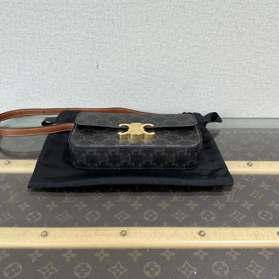 CELINE 金扣凱旋門老花肩背腋下包20.5*11.5*4 98新配件塵袋-3