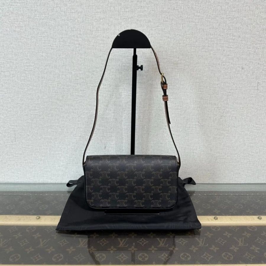 CELINE 金扣凱旋門老花肩背腋下包20.5*11.5*4 98新配件塵袋-5