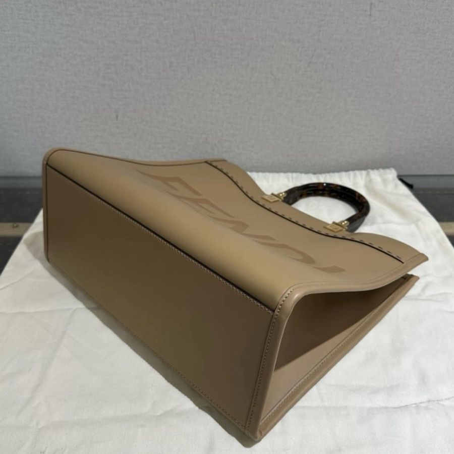FENDI 奶茶色sunshine陽光托特手提包 36*30*15 99新配件塵袋-3