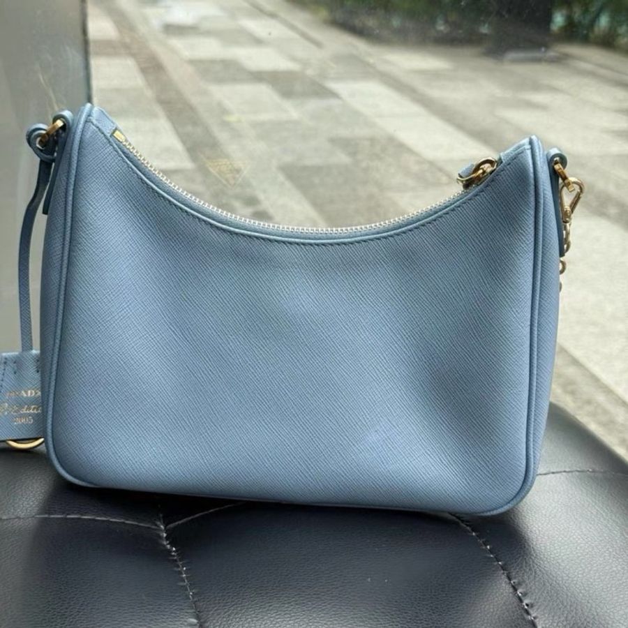 Prada hobo系列 星際藍腋下包手提包肩背包22*6.5*12.5 99新配件塵袋-5
