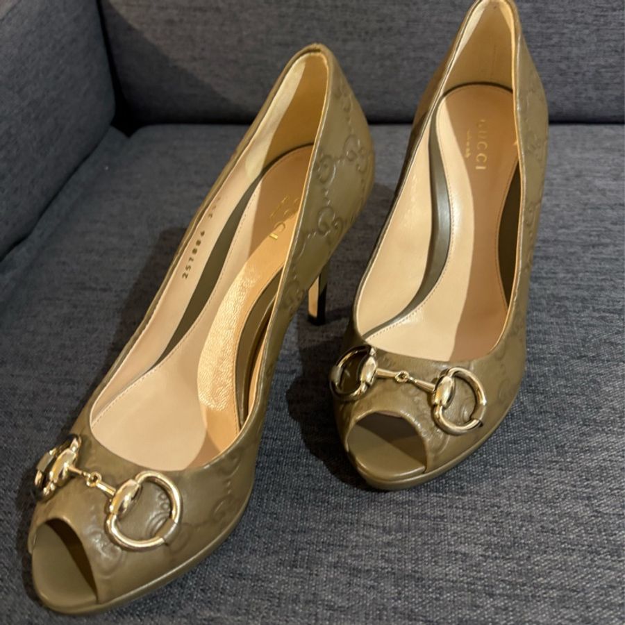 Gucci 牛皮魚口鞋-15
