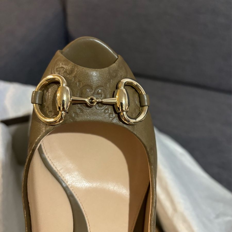 Gucci 牛皮魚口鞋-17