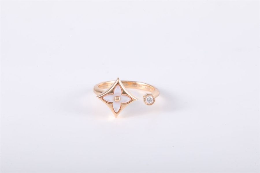 LOUIS VUITTON(路易威登) 18K玫瑰金 鑽石 玫瑰金 COLOR BLOSSOM MINI STAR 18K 貝母戒指 18K-4
