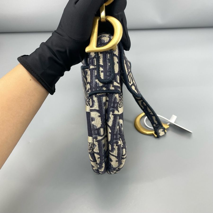 Dior迪奧saddle馬鞍包中號號藍色刺繡 尺寸約24*6*18cm-3