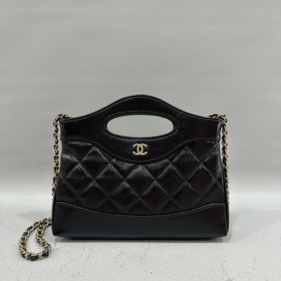 Chanel Ap3656 黑皮銀釦斜背包 nano 31 bag-0