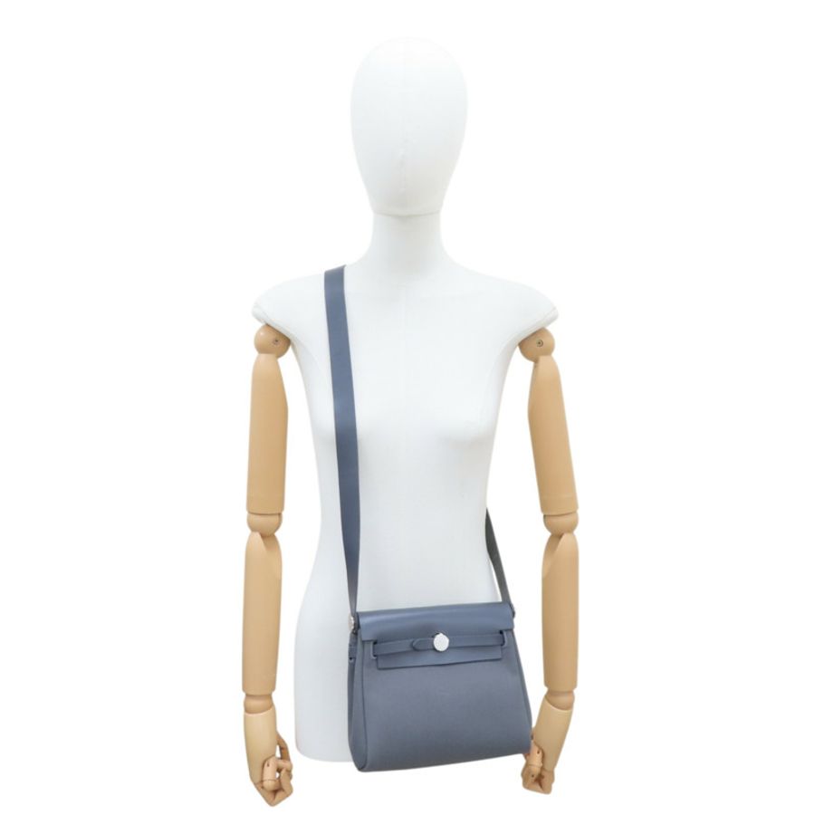 灰色 帆布 Herbag Zip 20 肩背包 W刻 銀扣【HERMES 愛馬仕】-8