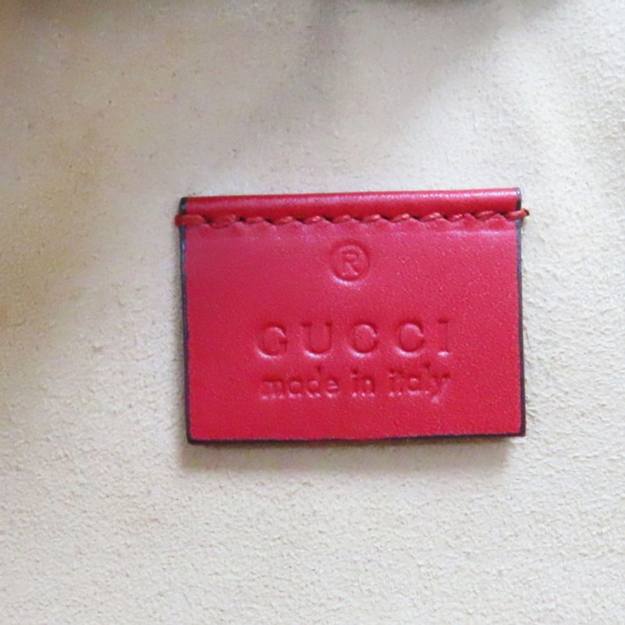 紅色皮革鑽石圖案幽靈手拿包【GUCCI 古馳】 445597-8
