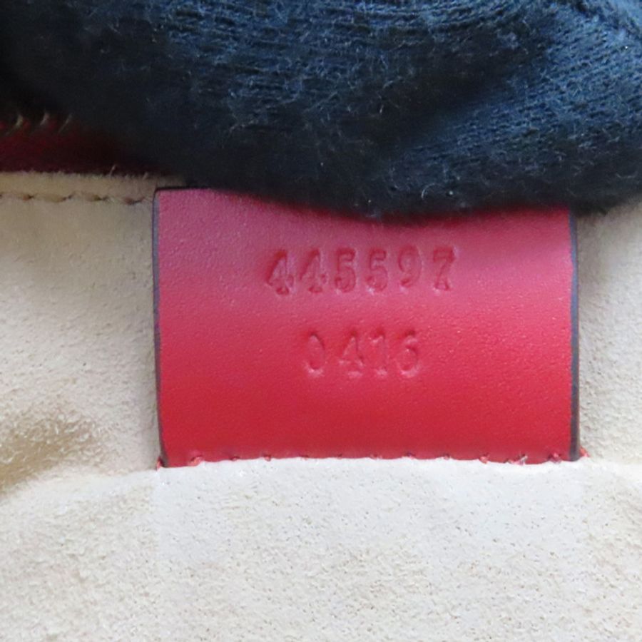 紅色皮革鑽石圖案幽靈手拿包【GUCCI 古馳】 445597-9