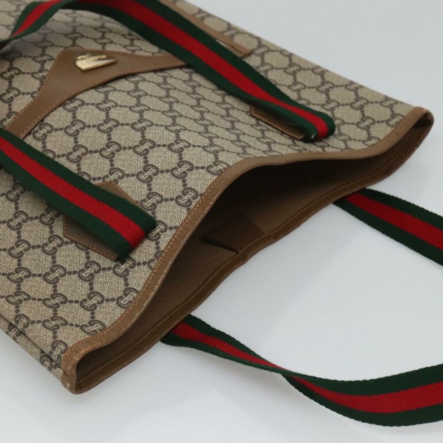 【日本直送】GUCCI GG Plus Supreme Web Sherry Line 手提包 PVC 米色 紅色 綠色 正品 ep9518-5
