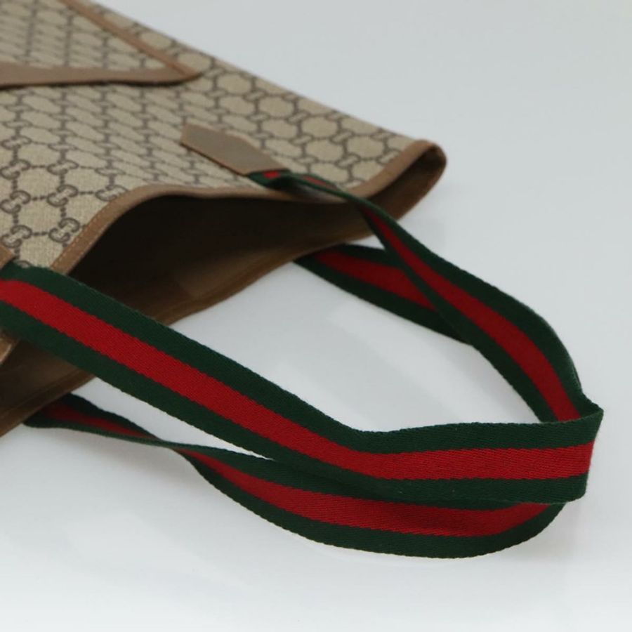 【日本直送】GUCCI GG Plus Supreme Web Sherry Line 手提包 PVC 米色 紅色 綠色 正品 ep9518-6