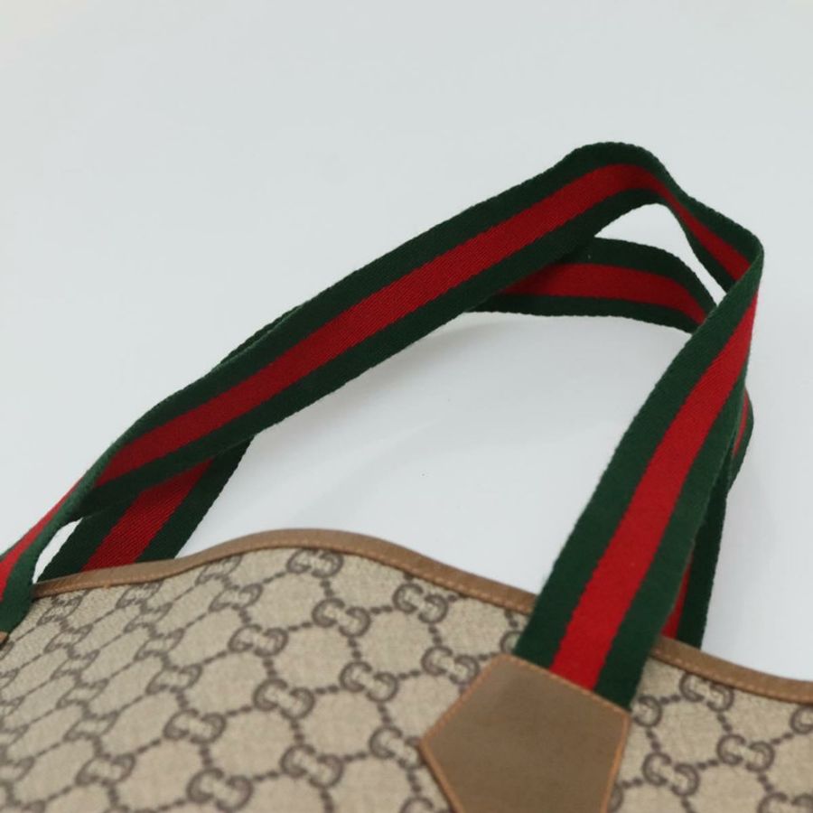 【日本直送】GUCCI GG Plus Supreme Web Sherry Line 手提包 PVC 米色 紅色 綠色 正品 ep9518-7