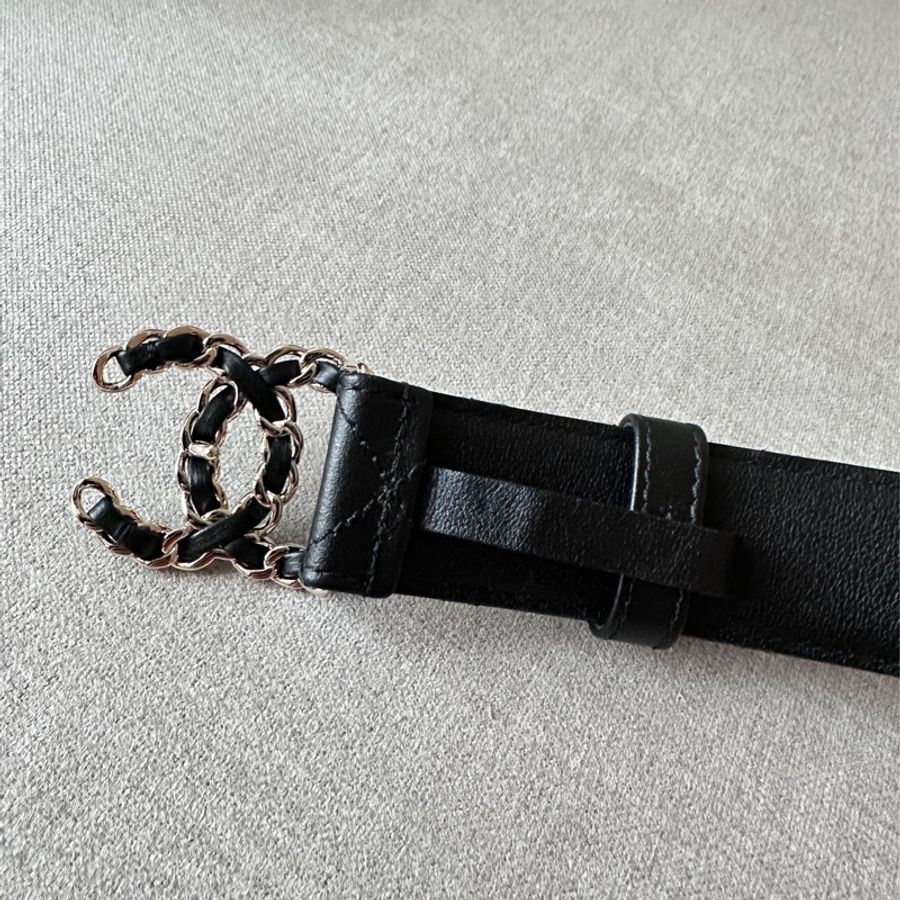 Chanel 皮穿鍊雙C腰帶/皮帶 菱格紋（明星同款）-2