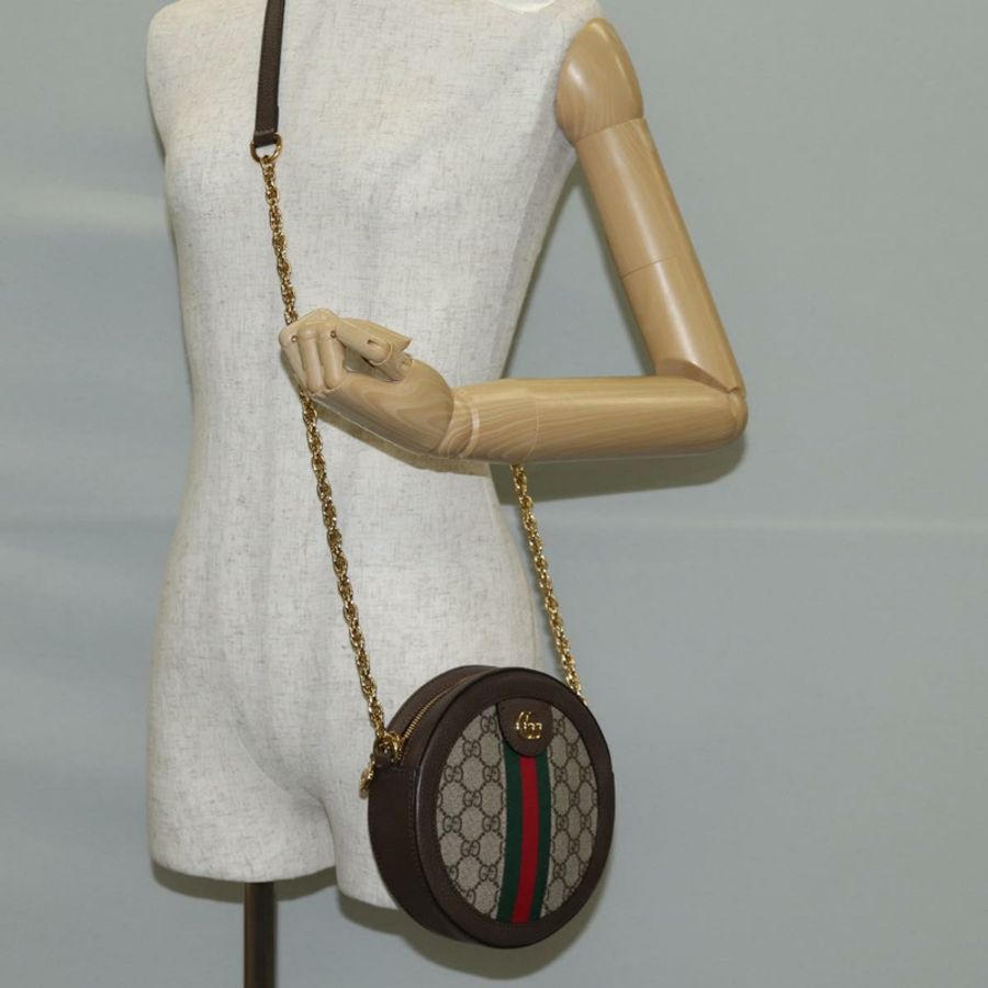 【日本直送】GUCCI GG Marmont Web Sherry Line 鏈條包 PVC 米色 金色 550618 正品 131980M-20