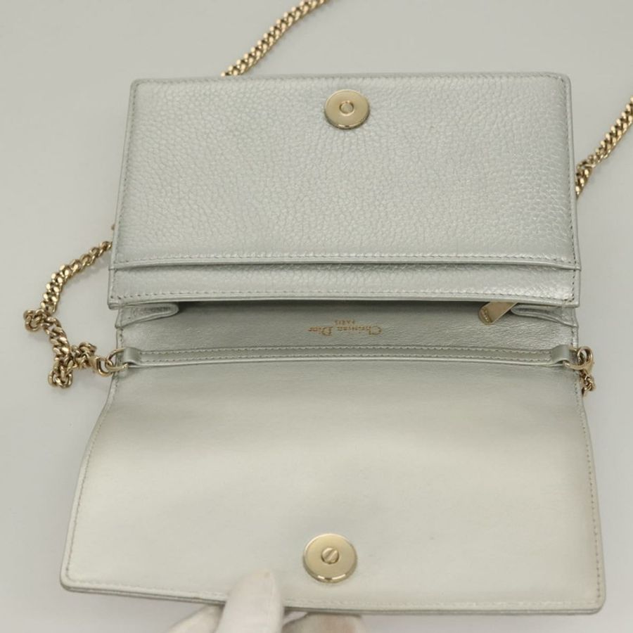 【日本直送】Christian Dior Diorama 鏈條肩背包 皮革 銀色 正品 gh272-9