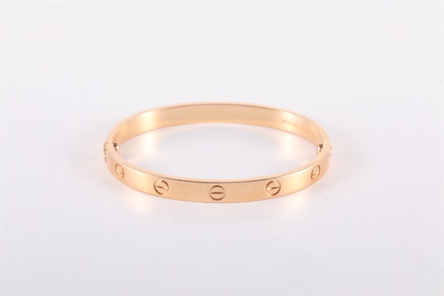 CARTIER(卡地亞) LOVE 18K金 寬版手鐲 18K玫瑰金 17號 玫瑰金-1