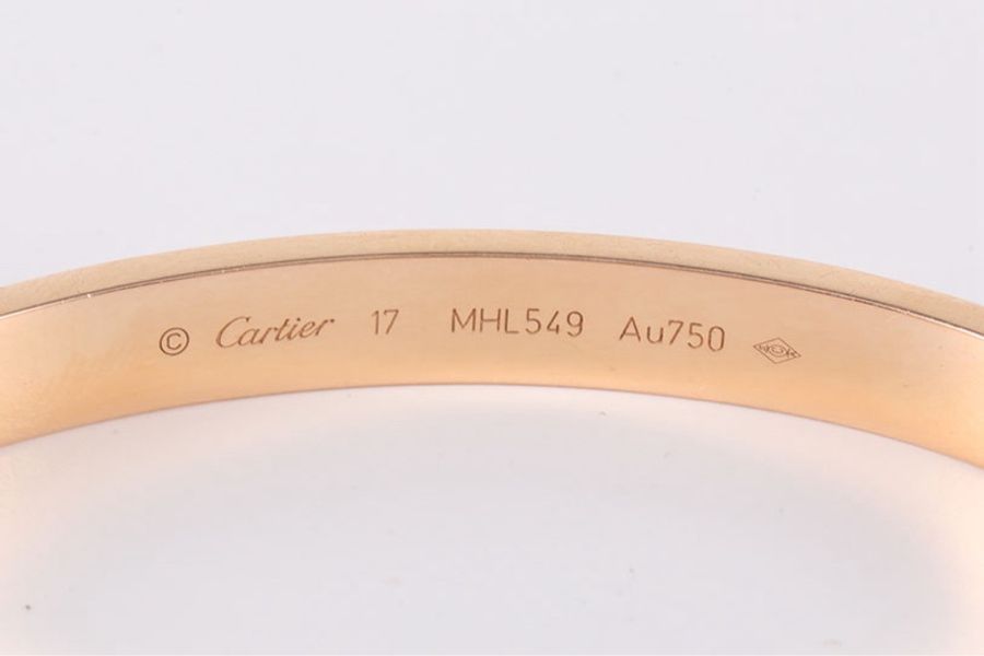 CARTIER(卡地亞) LOVE 18K金 寬版手鐲 18K玫瑰金 17號 玫瑰金-3