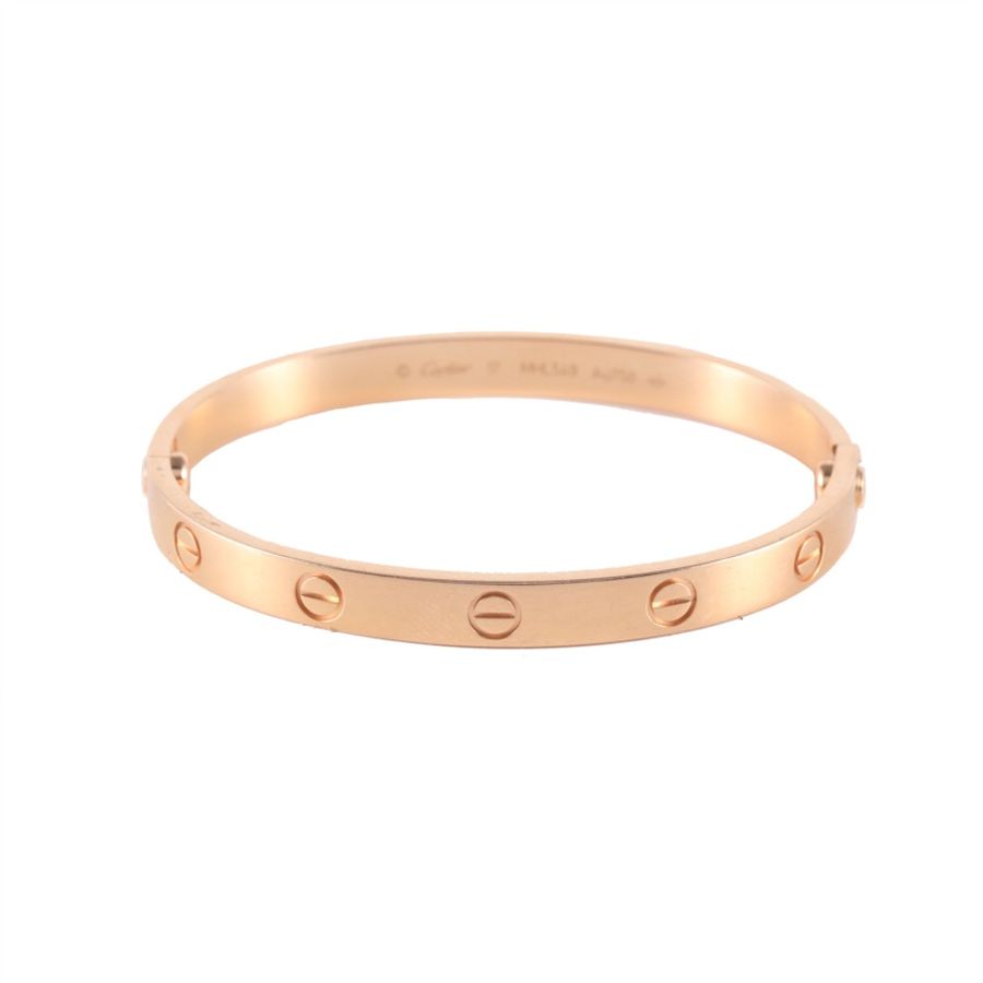CARTIER(卡地亞) LOVE 18K金 寬版手鐲 18K玫瑰金 17號 玫瑰金-4