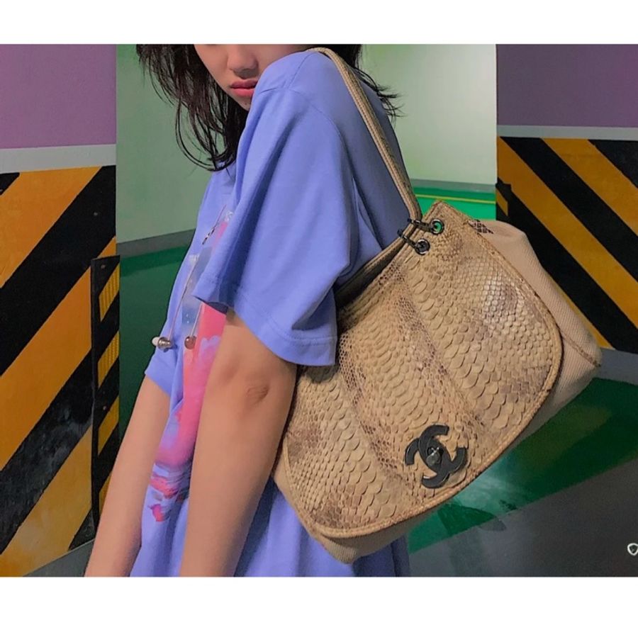 Chanel 蛇皮肩背包/王吉娜古董精品-1
