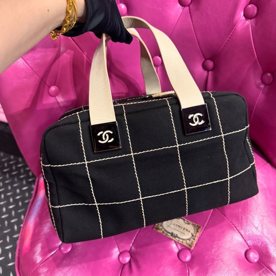 Chanel 帆布冰格豆腐包/手提包/王吉娜古董精品-0