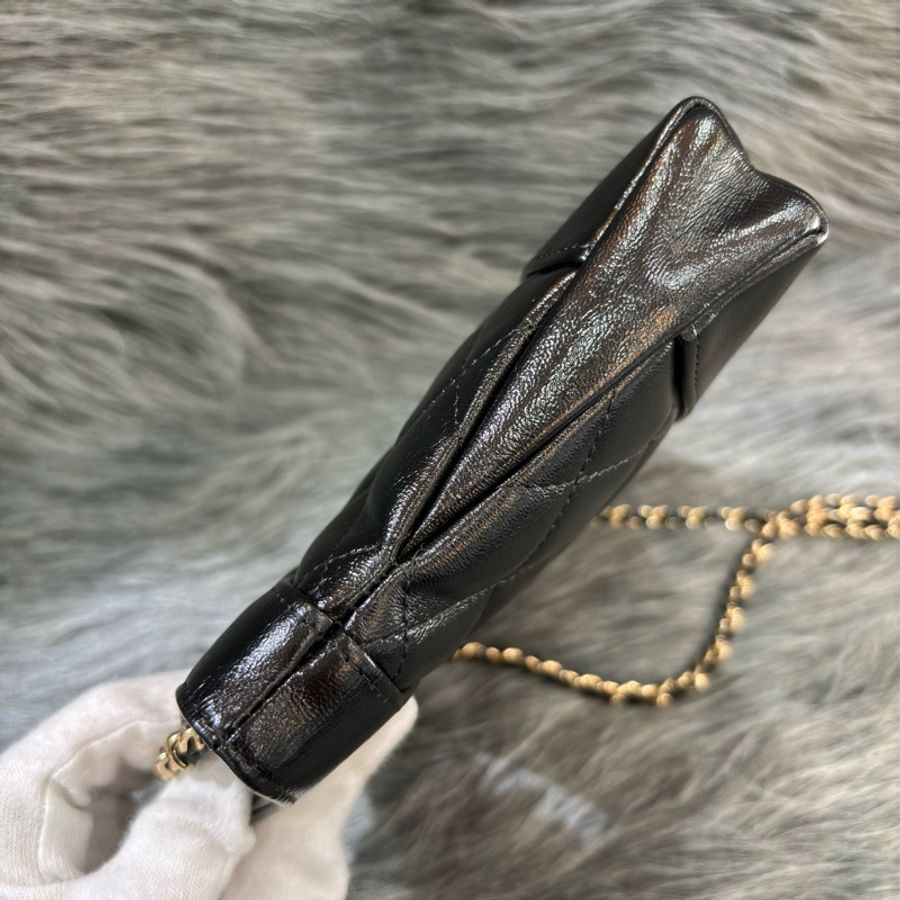 CHANEL AP3656 黑皮 亮面 金釦 31 bag 雙C 斜背包 手提包-28