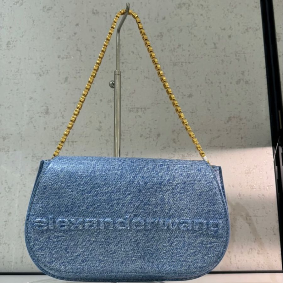 Alexanderwang 亞力山大王 牛仔藍腋下包 24*16-2