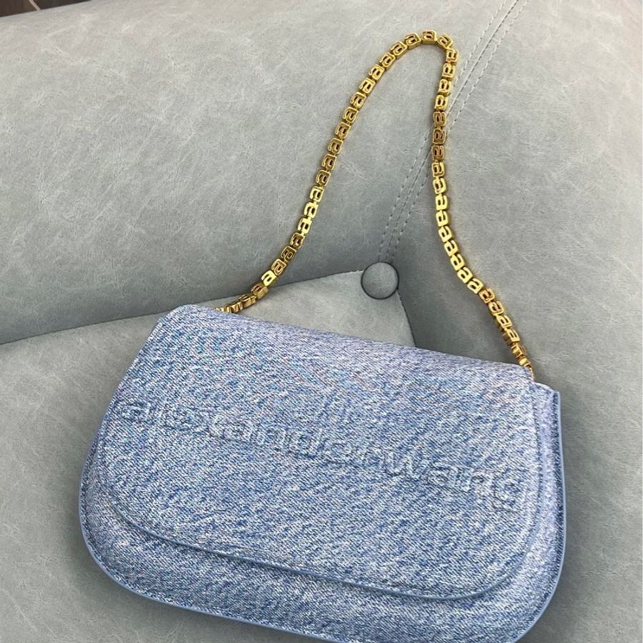 Alexanderwang 亞力山大王 牛仔藍腋下包 24*16-3
