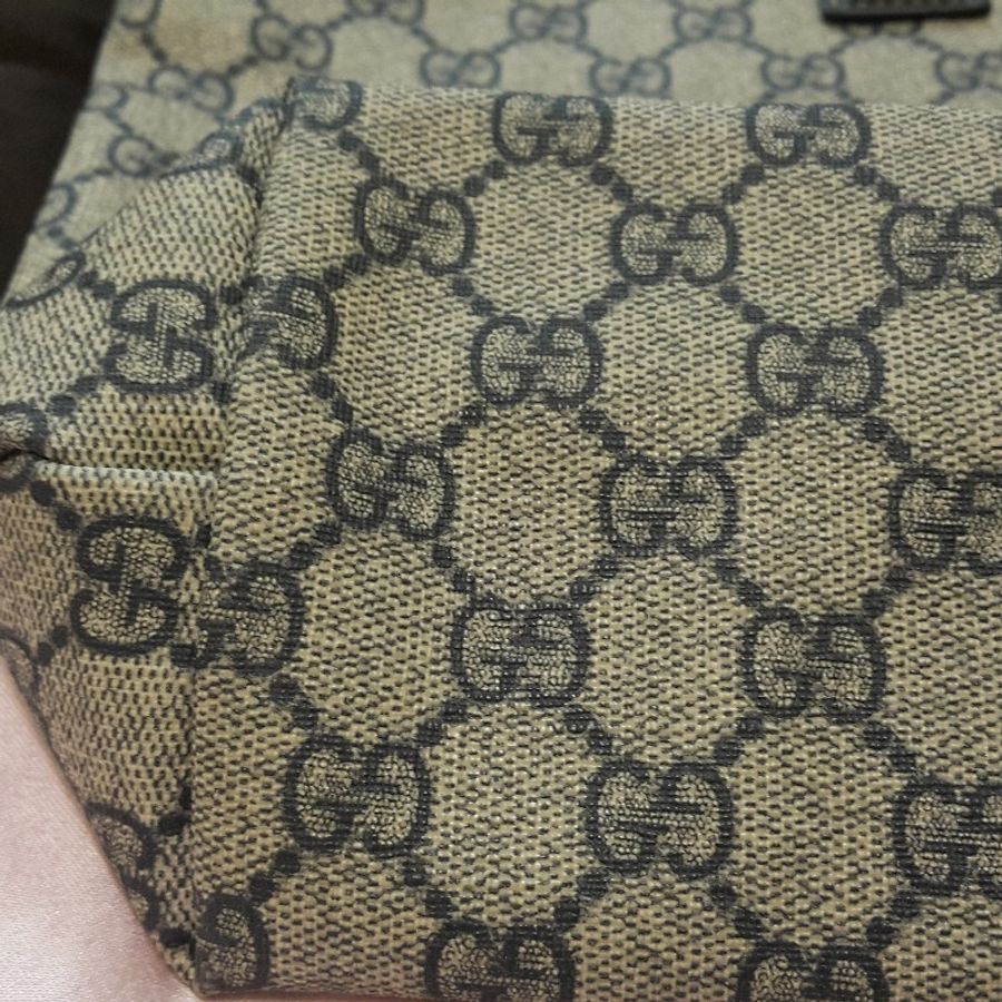 GUCCI 經典雙G緹花防水PVC拉鍊托特包中款藍色-3