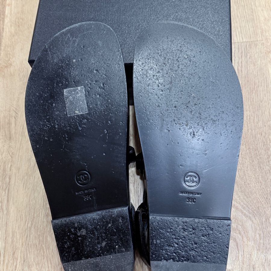 Chanel 魔鬼粘白鑽涼鞋38號=24.5cm-4