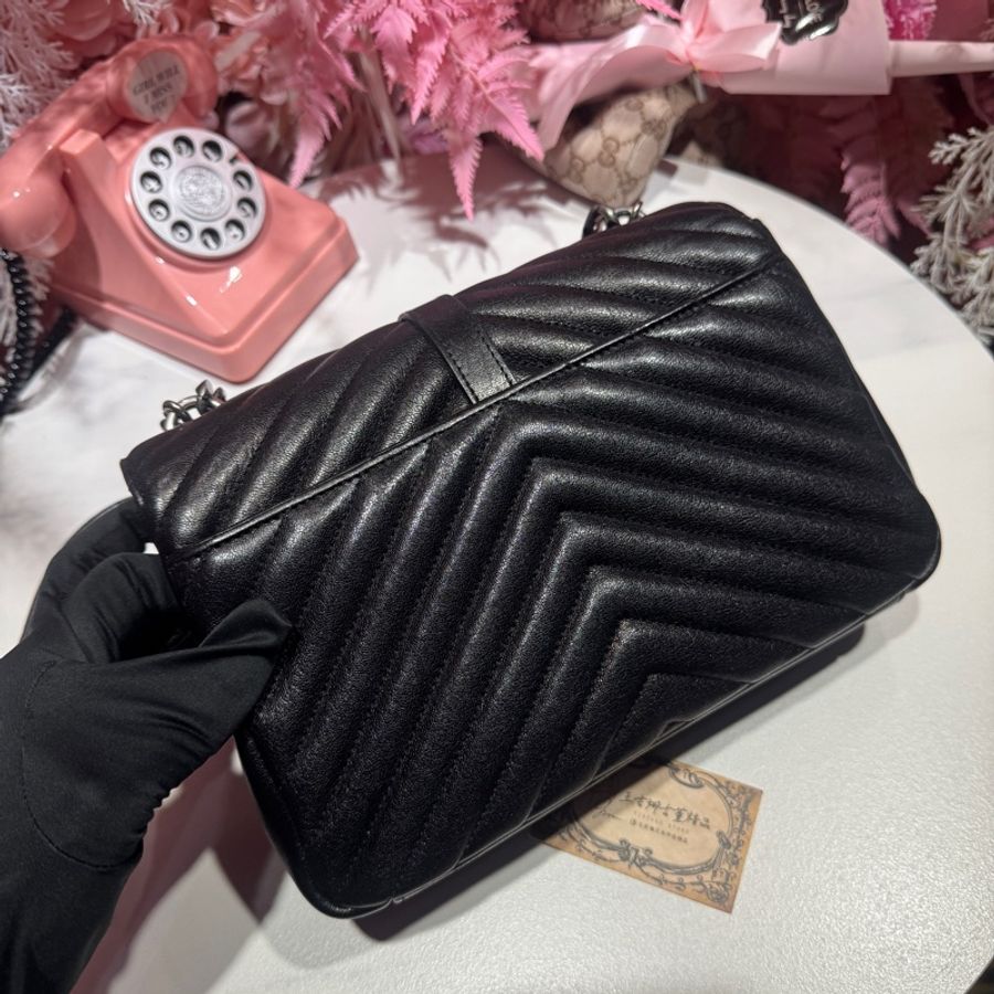 YSL學院包/黑銀山形紋信封包/王吉娜古董精品-4