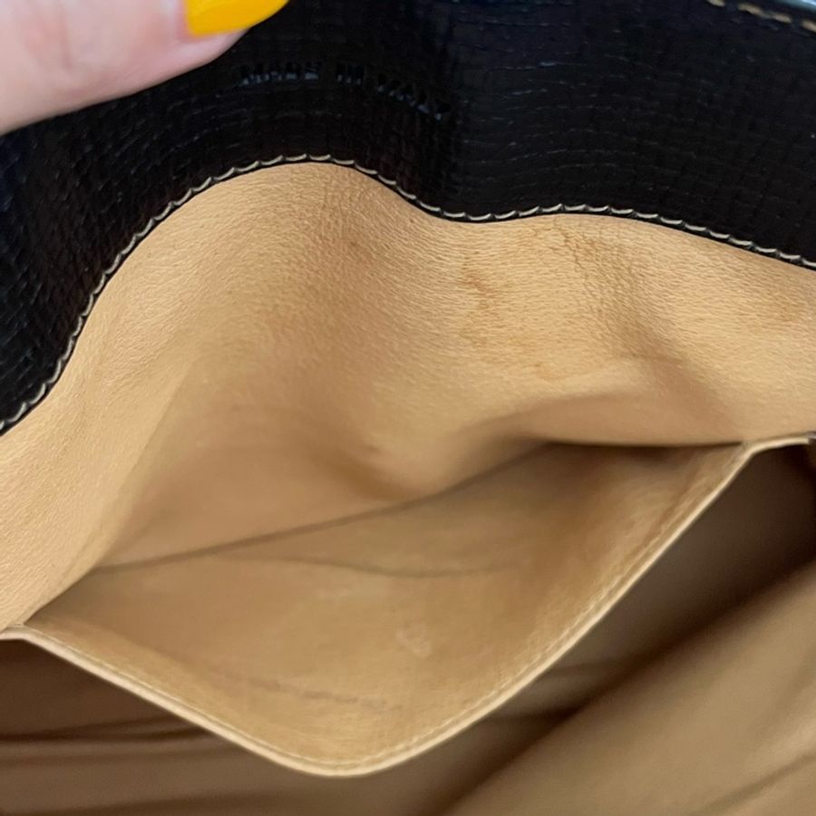 LOEWE 黑色轉扣 托特包 手提包 VINTAGE 小牛皮 正品 二手精品-11