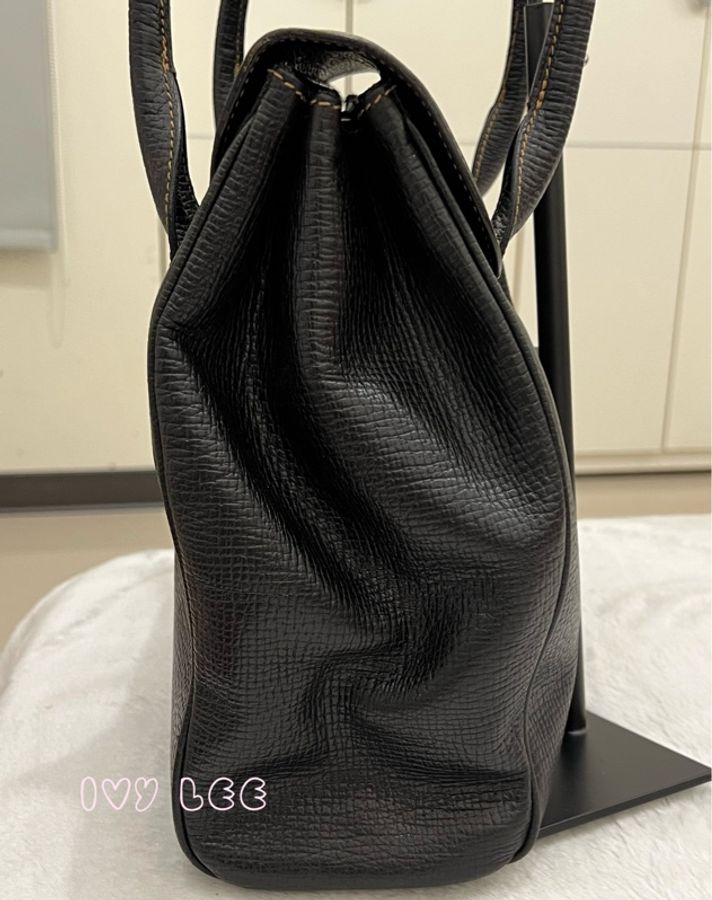 LOEWE 黑色轉扣 托特包 手提包 VINTAGE 小牛皮 正品 二手精品-13