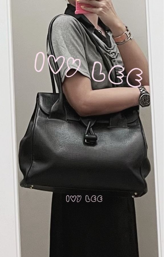 LOEWE 黑色轉扣 托特包 手提包 VINTAGE 小牛皮 正品 二手精品-39