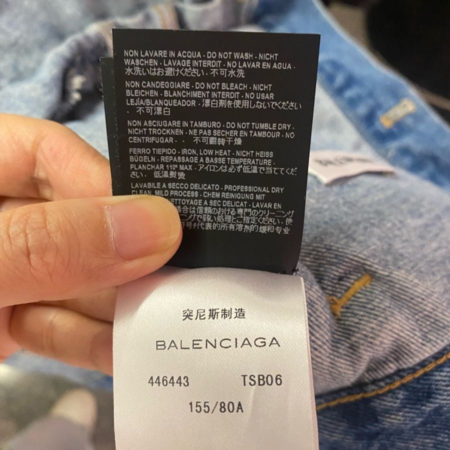 Balenciaga/巴黎世家 藍色褶皺牛仔外套 尺寸34碼喔-5
