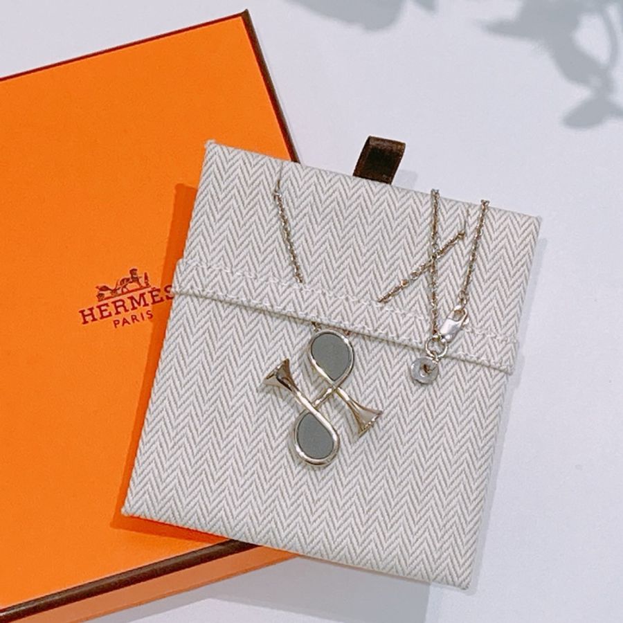 TW4372 Hermes 愛馬仕項鍊Cor H Pendant Necklace Gris Meyer x PHW-1